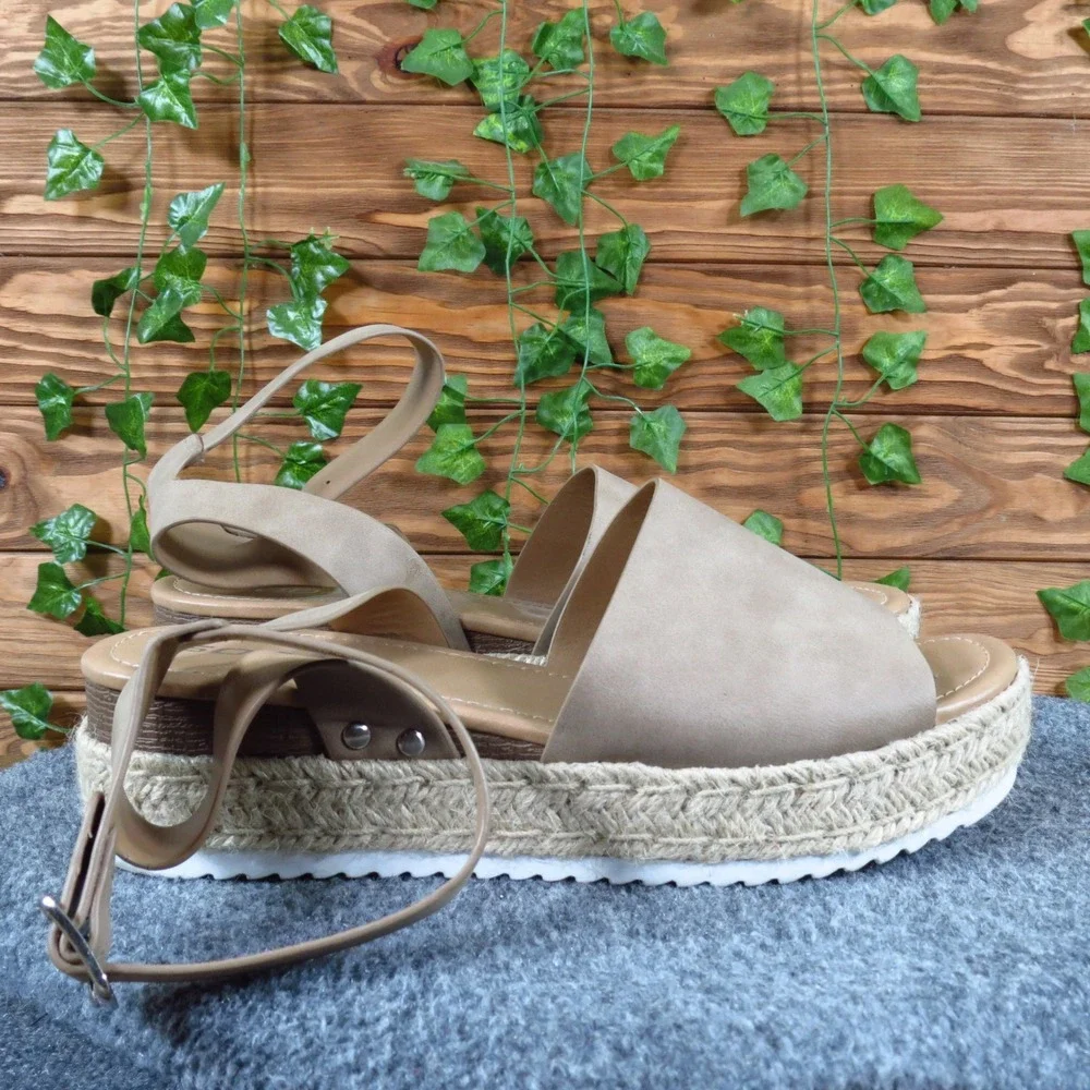 Soda Topic-S Women Platform Espadrille Wedge Sandals Size 11 Casual Taupe Tan‎